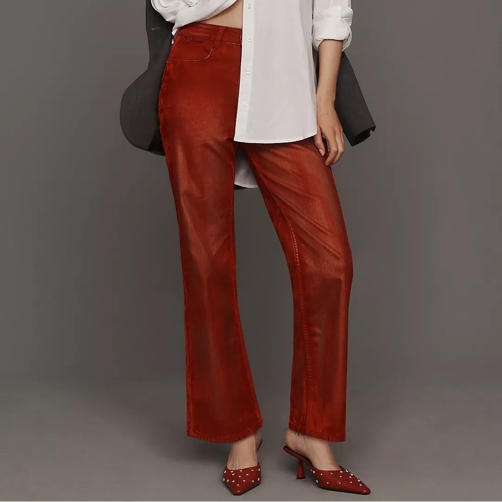 Anthropologie Pilcro The Annie Flocked High-Rise Straight-Leg Jeans - Picture 2 of 6